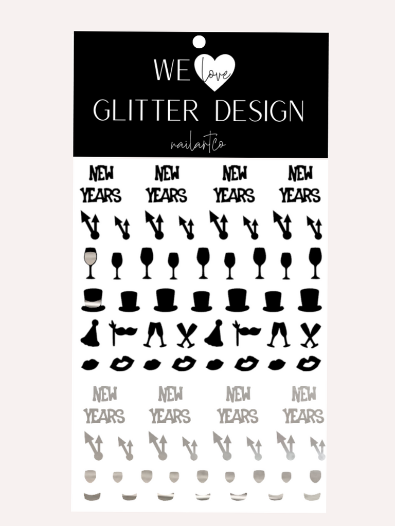 Cheers To The New Year! Nail Decal | Chrome Silver