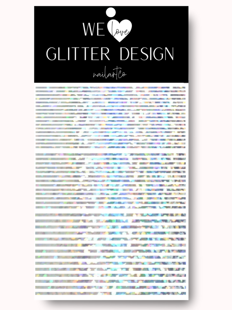 Stripes Nail Decal | Holographic Sparkle Silver