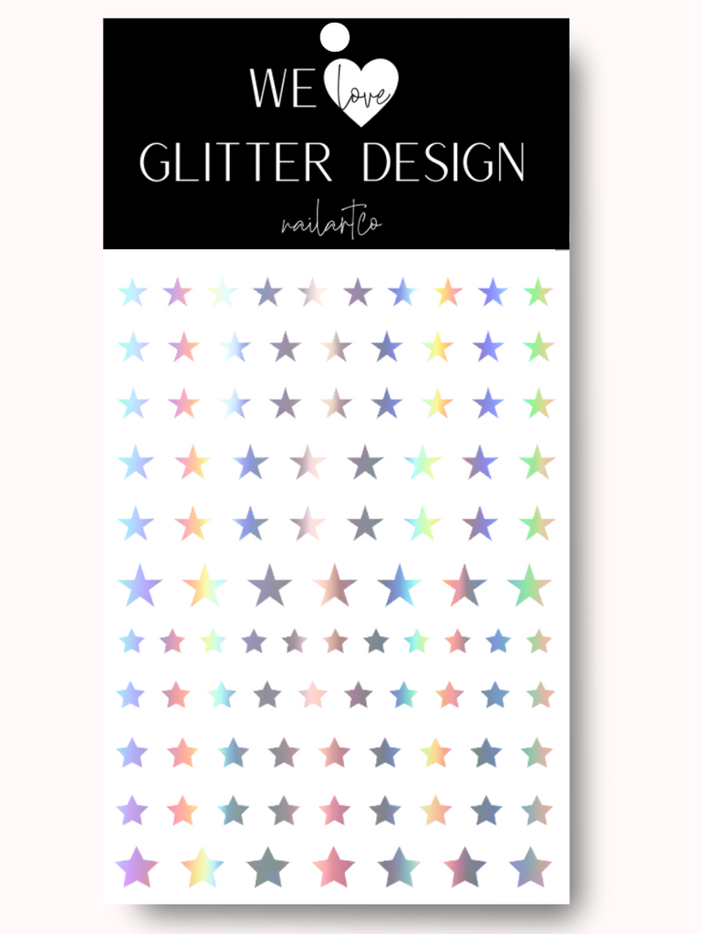 All Stars Nail Decal | Holographic Rainbow // Silver