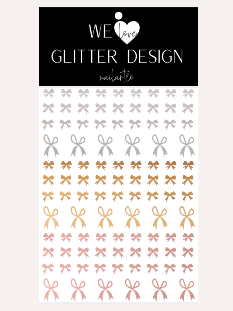 Bows Mini Combo Nail Decal | Chrome Silver-Light Gold-Rose Gold