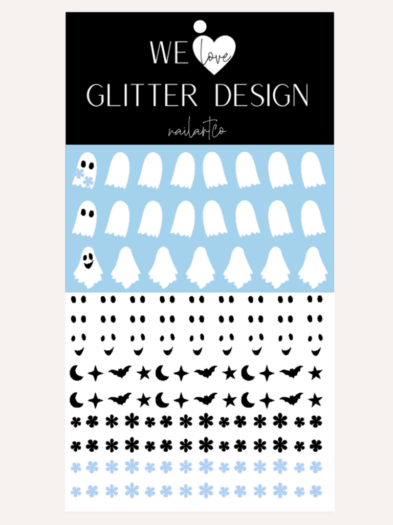 Floral Ghost Nail Decal | Soft Blue