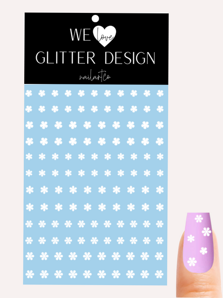Mini Flowers Nail Decal | White