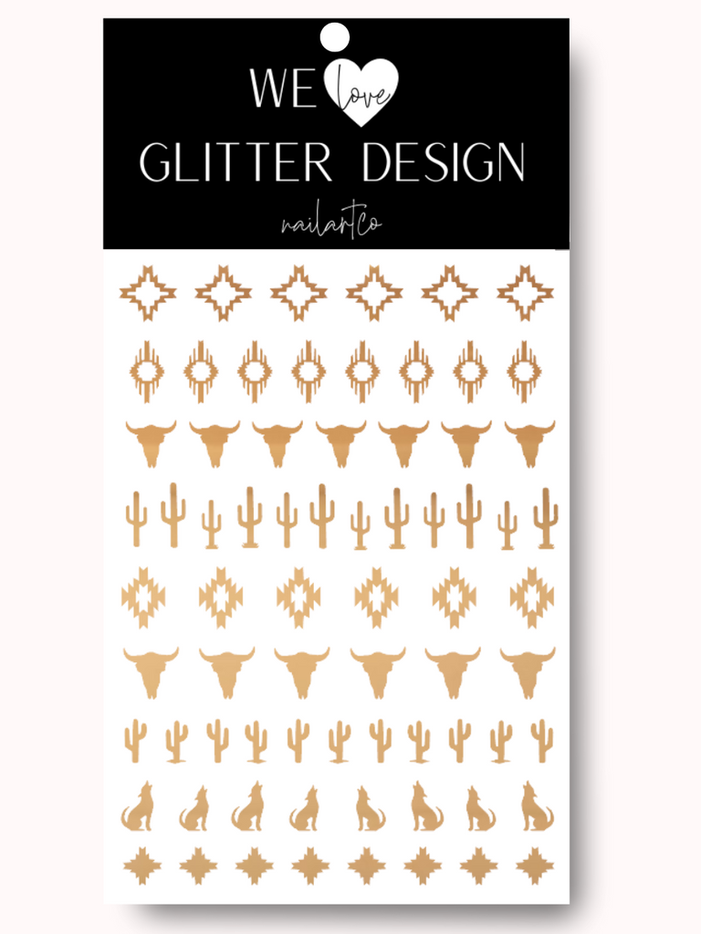 Southwestern Nail Decal | Chrome Light Gold
