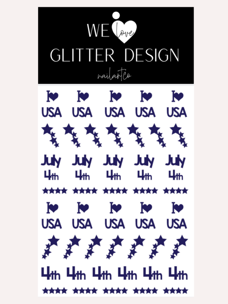 I Love U.S.A. Nail Decal | Cobalt Blue