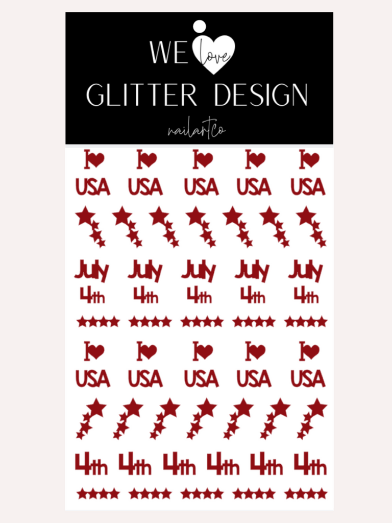 I Love U.S.A. Nail Decal | Dark Red