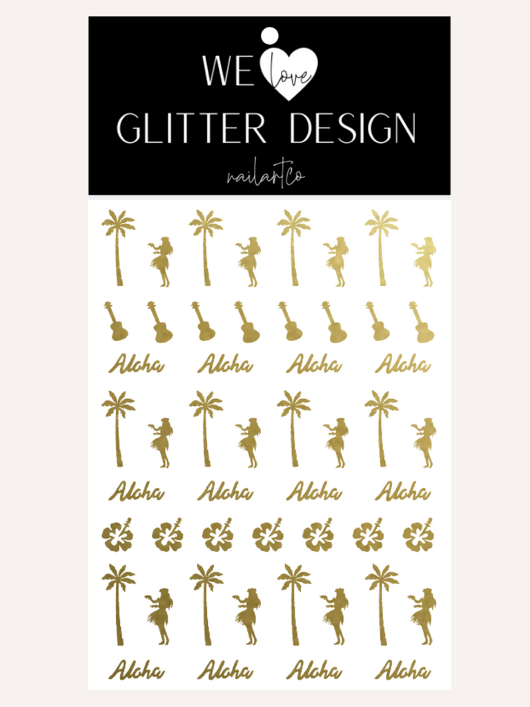 Aloha Nail Decal | Gold Shimmer