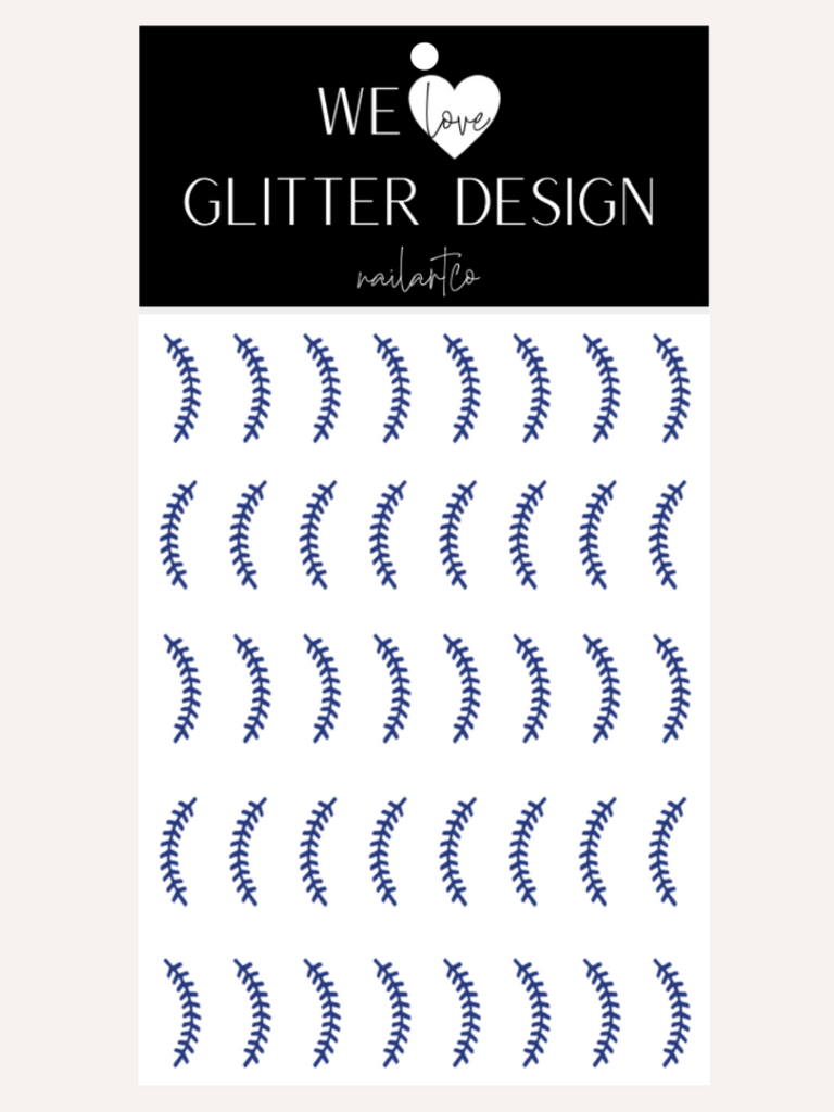 Baseball Stitching Nail Decal | Blue