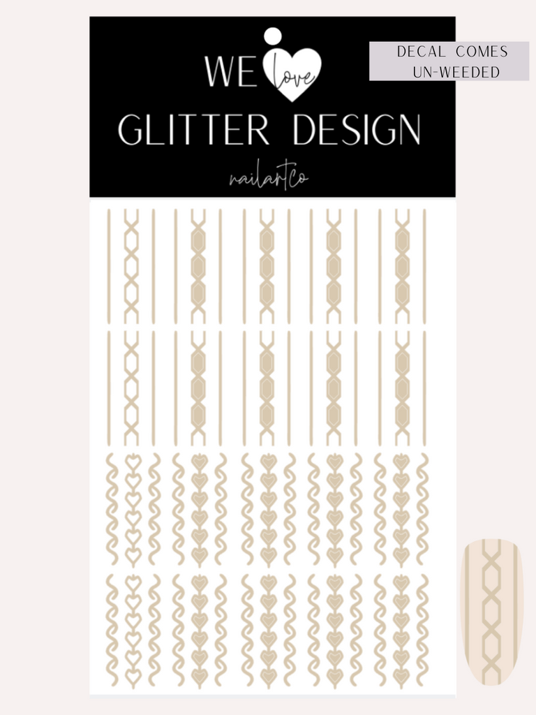 Cable Knit DESIGN 3 Nail Decal (Comes Un-Weeded) | Beige