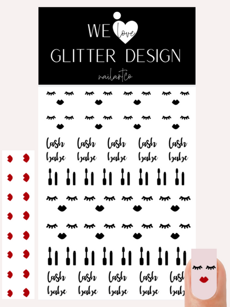 Lash Babe Nail Decals | Black & Red