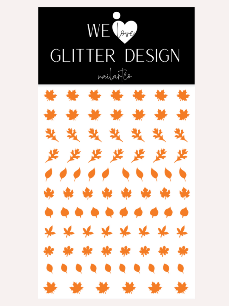 Leaves (Design 1) Nail Decal | Bright Orange