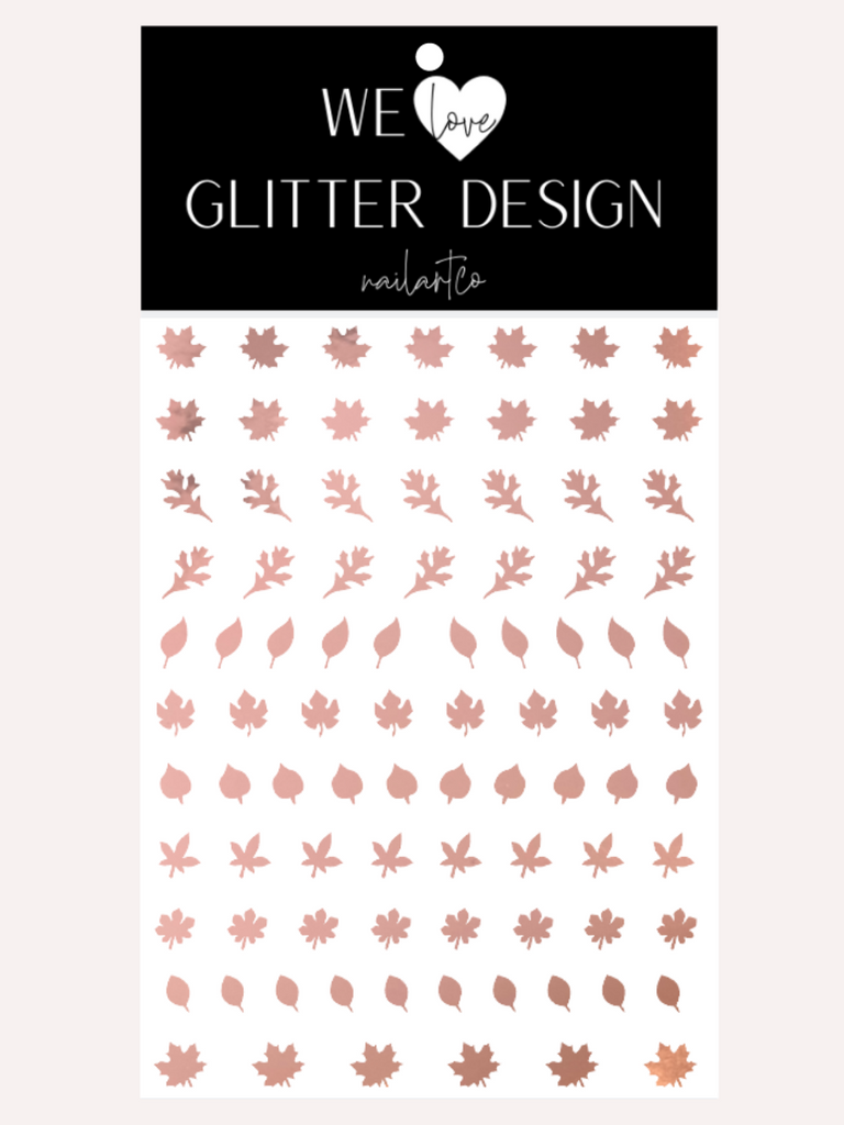 Leaves (Design 1) Nail Decal | Chrome // Rose Gold