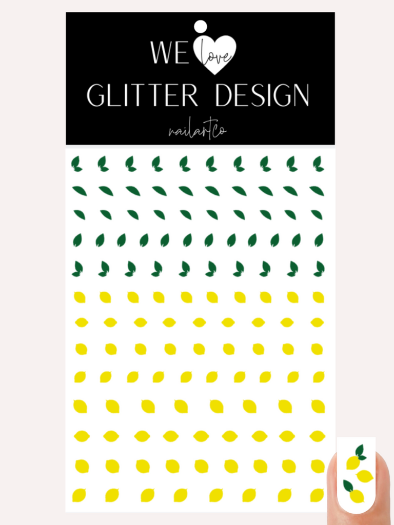Lemons Nail Decal | Green Leaf & Bright Yellow Lemons