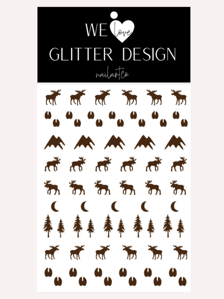 Moose Tracks Nail Decal | Dark Brown