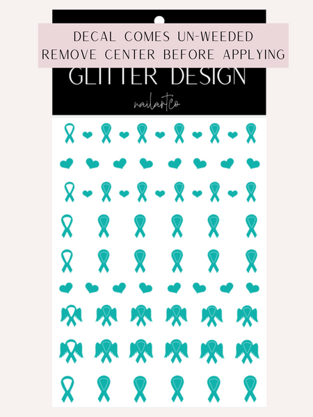 Awareness Ribbon Nail Decal | Turquoise