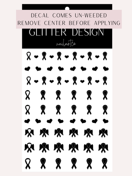 Awareness Ribbon Nail Decal | Black