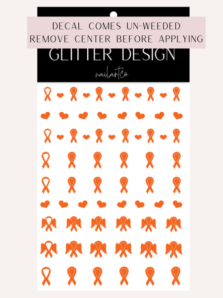 Awareness Ribbon Nail Decal | Orange