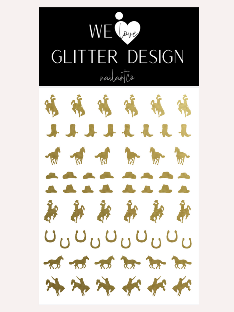 Rodeo Cowboy Nail Decal | Gold Shimmer
