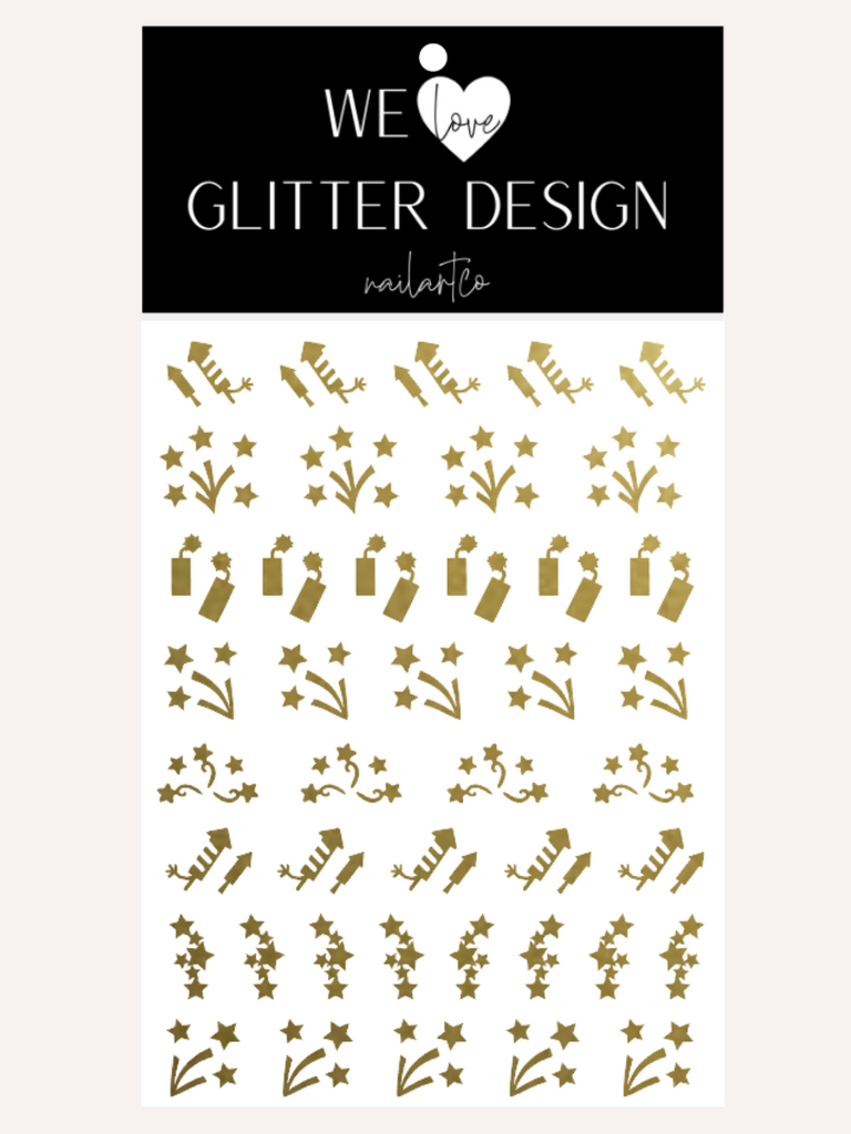 Fireworks Nail Decal | Gold Shimmer