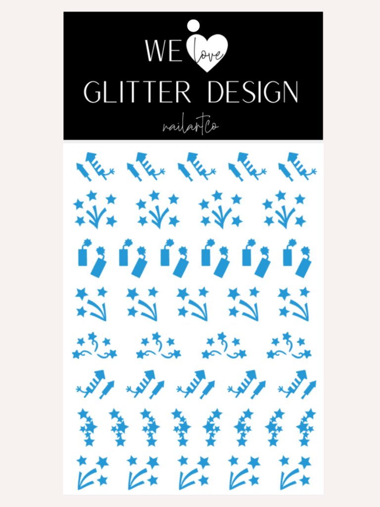 Fireworks Nail Decal | Light Blue