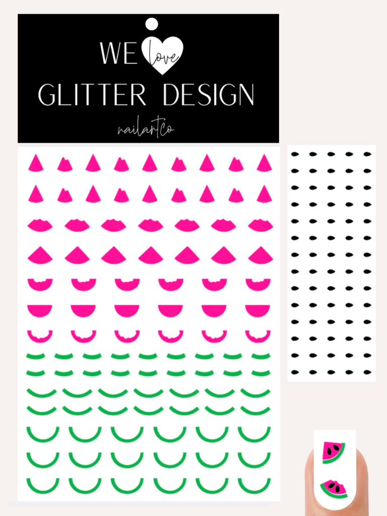 Watermelon Nail Decal | Neon Pink & Bright Green