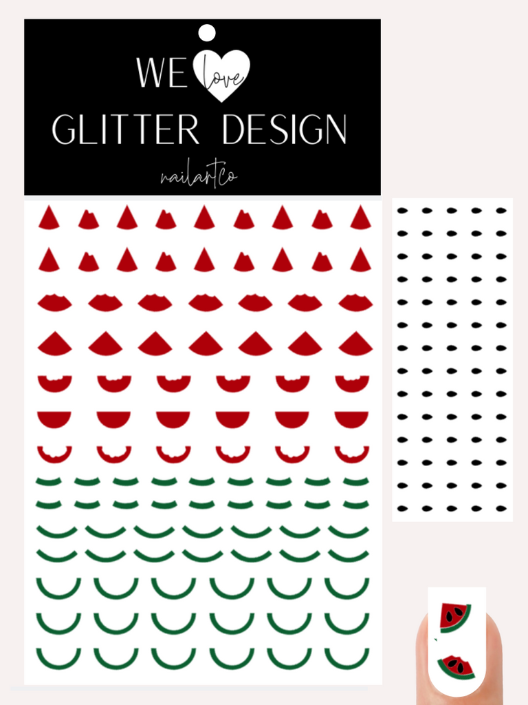 Watermelon Nail Decal | Red & Green