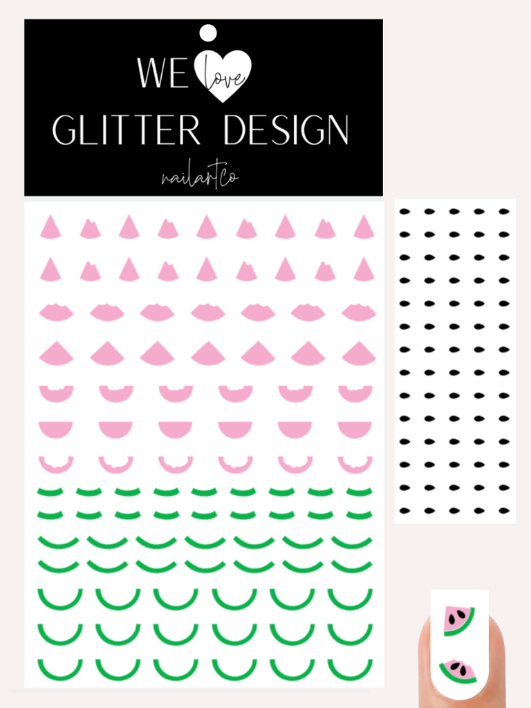 Watermelon Nail Decal | Soft Pink & Bright Green