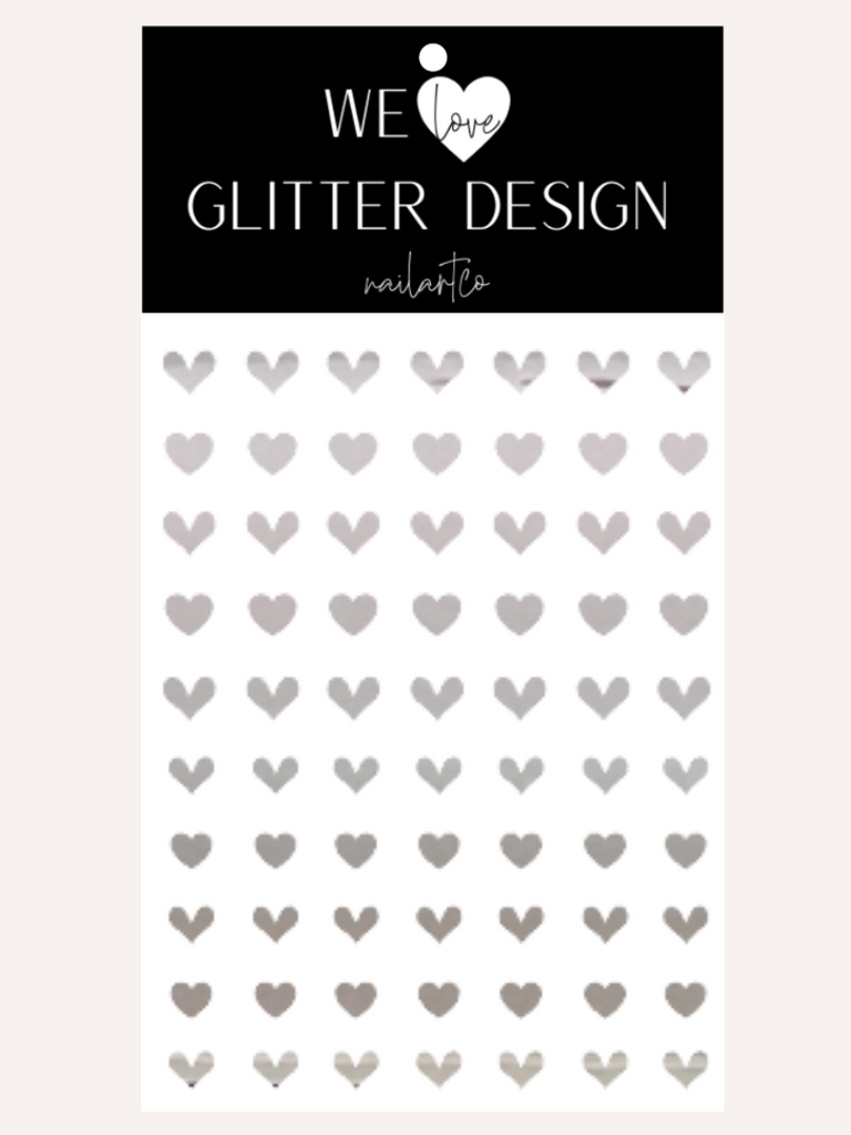 All Hearts Nail Decal | Chrome // Silver