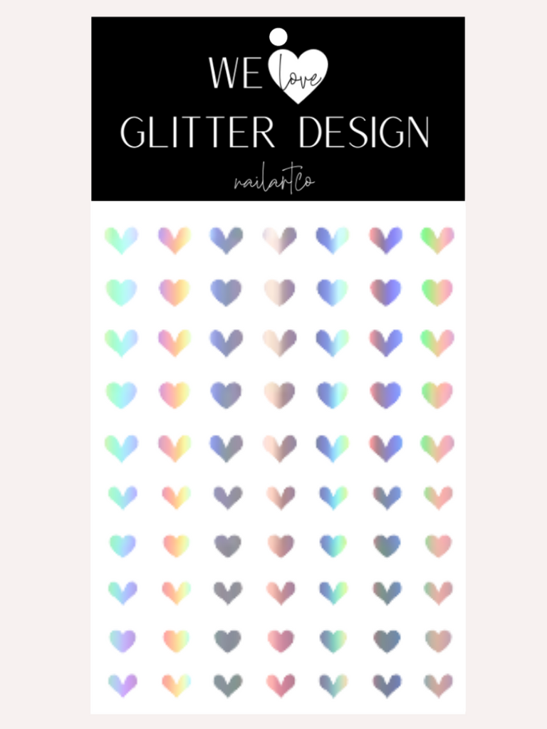 All Hearts Nail Decal | Holographic Rainbow // Silver
