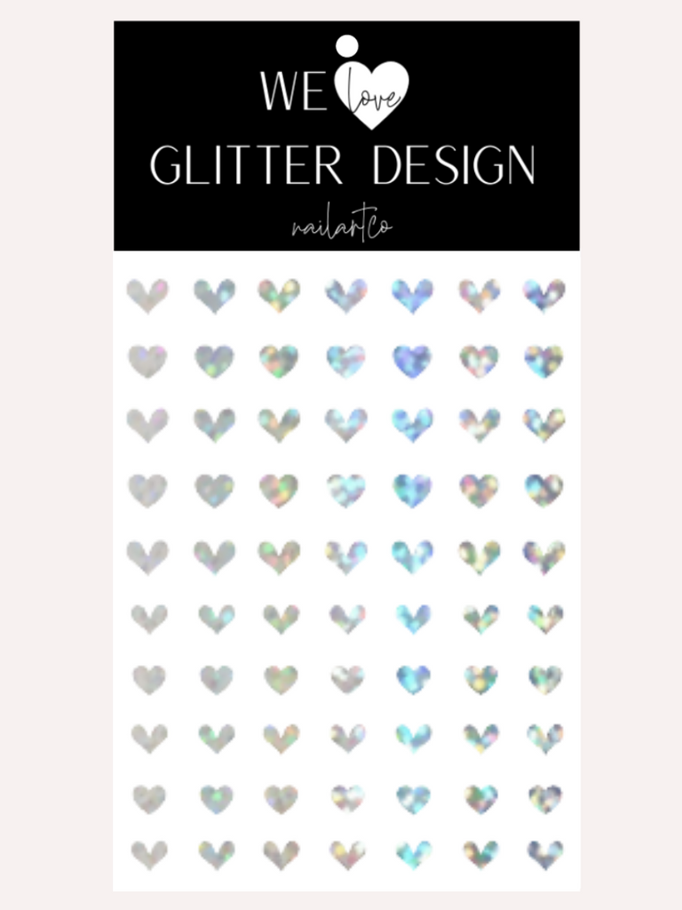 All Hearts Nail Decal | Holo Sparkle // Silver
