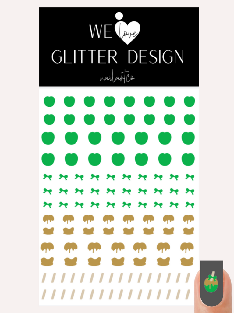 Caramel Apple Nail Decal | Bright Green