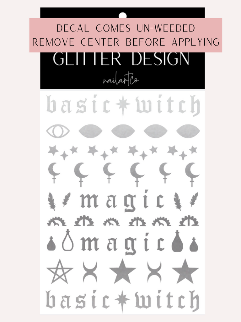 Basic Witch Nail Decal (Un-weeded) | Silver Shimmer