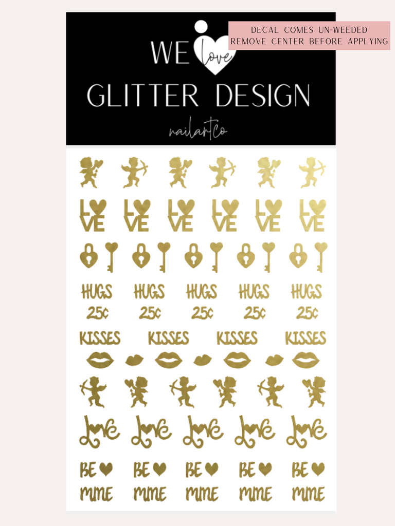 Cupid Valentine Nail Decal | Gold Shimmer (*Comes Un-Weeded)