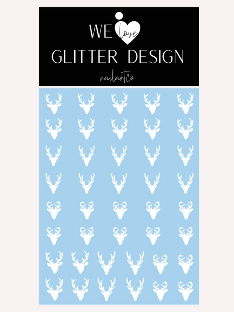 Deer Head Nail Decal | White