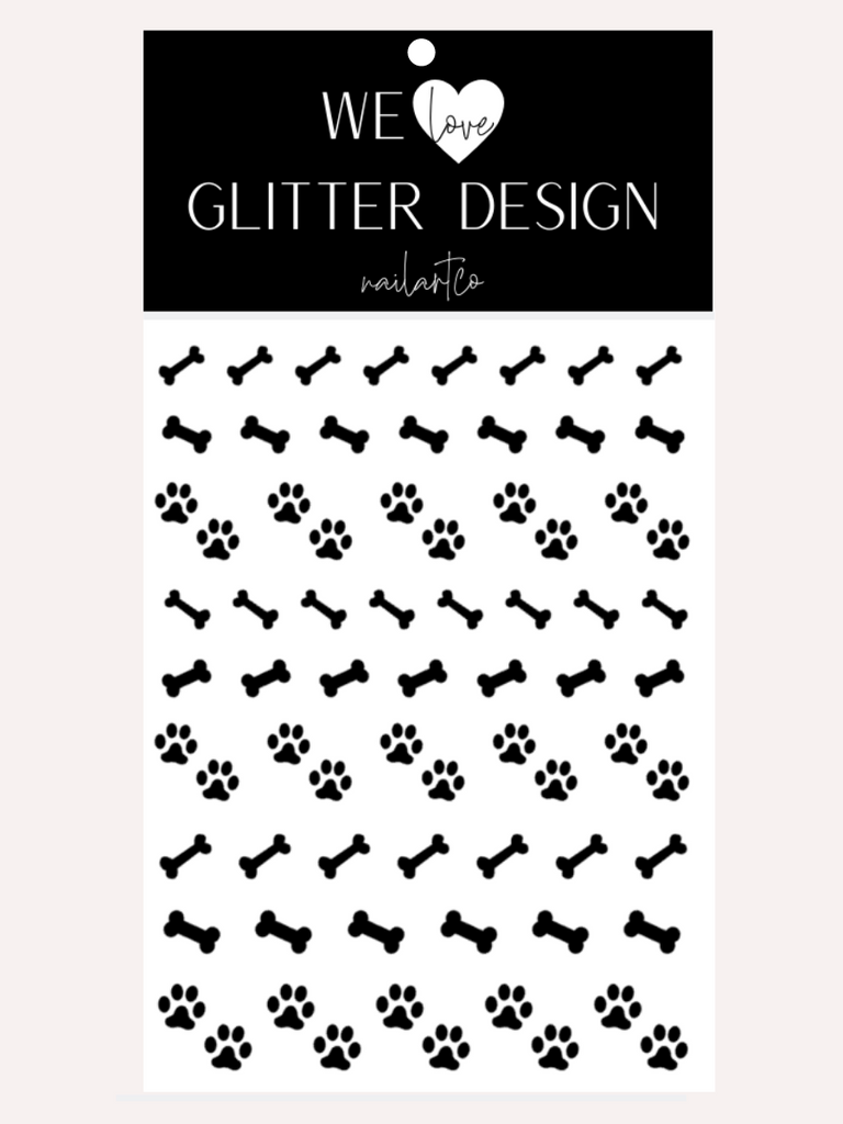 Dog Paw & Bones Nail Decal | Black