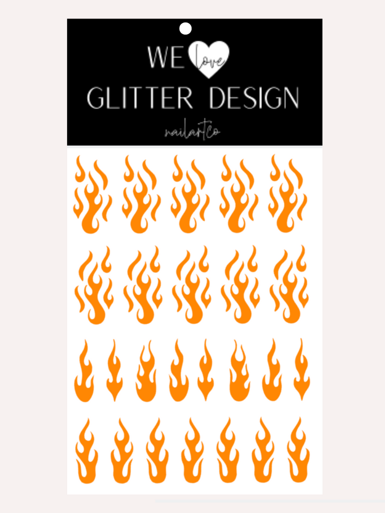 Flame Nail Decal | Bright Orange