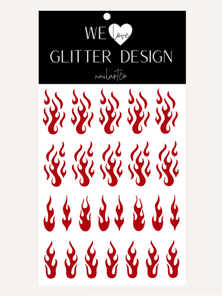 Flame Nail Decal | Red