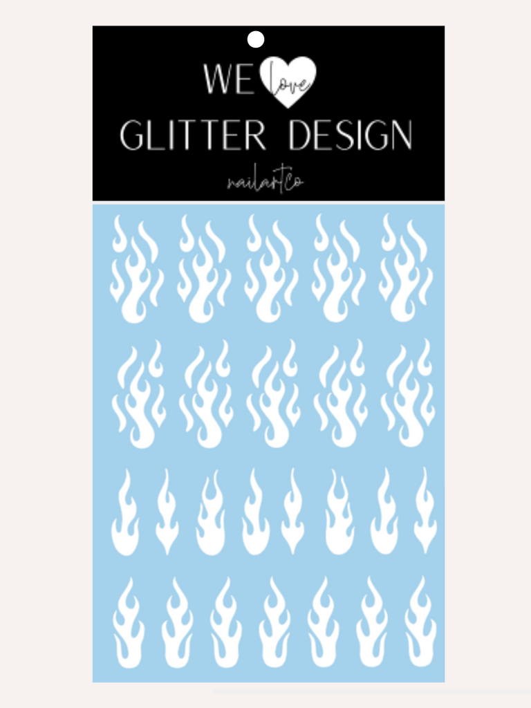 Flame Nail Decal | White