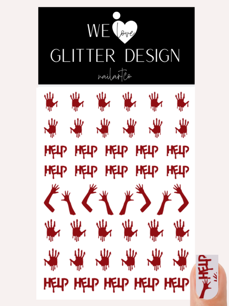 Help Me Nail Decal | Dark Red
