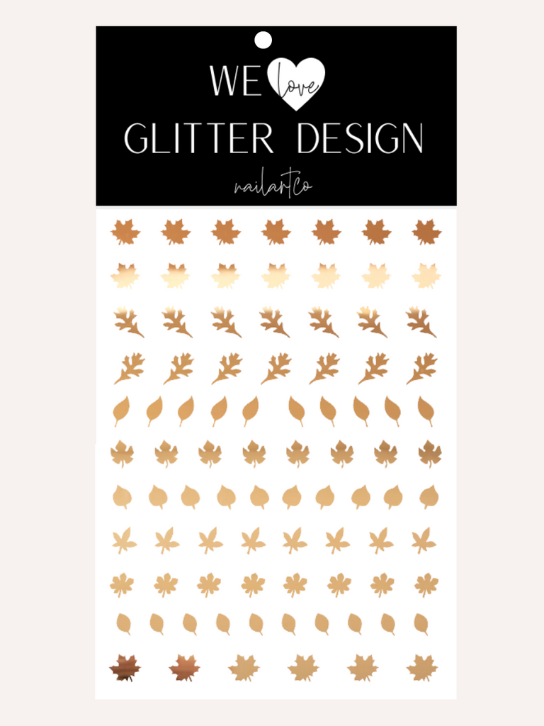 Leaves (Design 1) Nail Decal | Chrome // Light Gold
