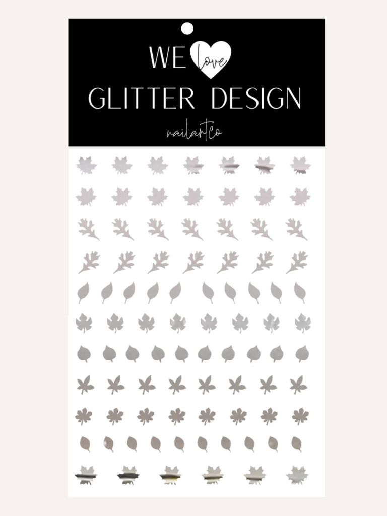 Leaves (Design 1) Nail Decal | Chrome // Silver