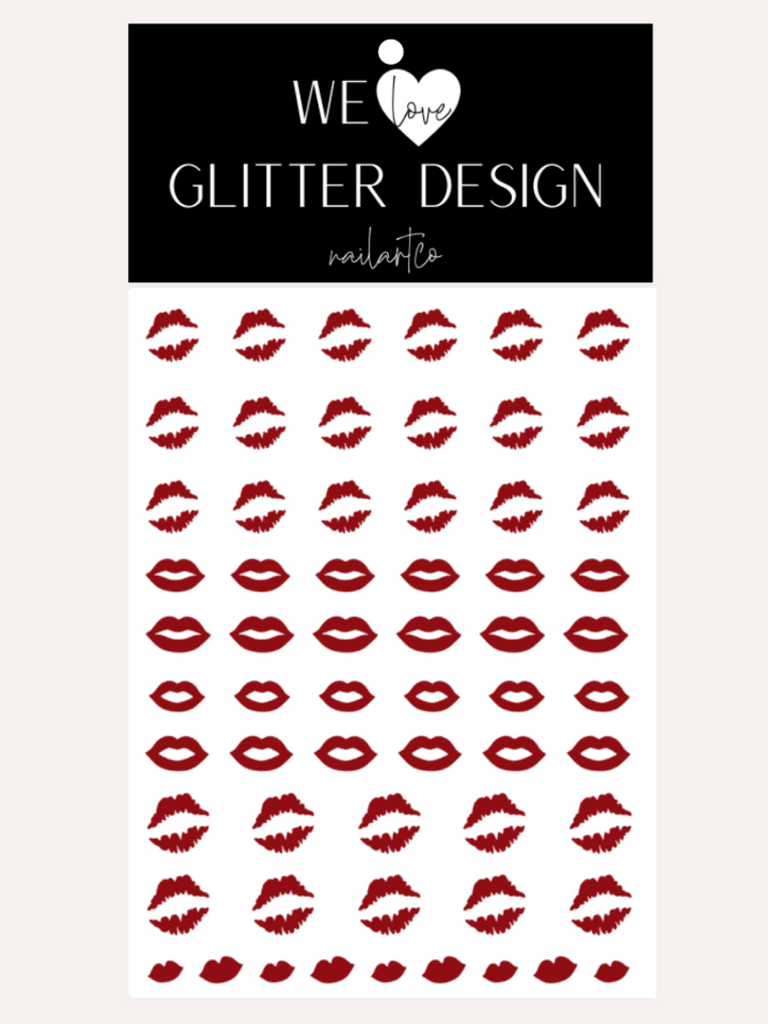 Kissy Lips Nail Decal | Dark Red (*Decal Comes Un-Weeded)