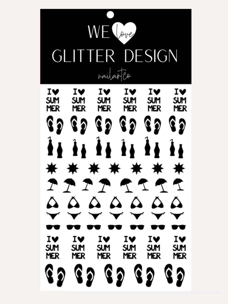 I Love Summer Nail Decal | Black