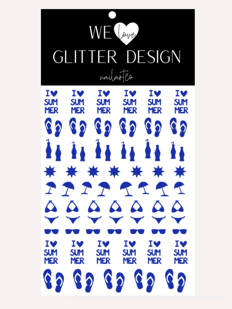I Love Summer Nail Decal | Brilliant Blue