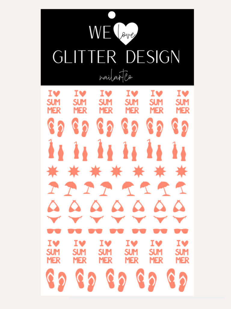 I Love Summer Nail Decal | Coral