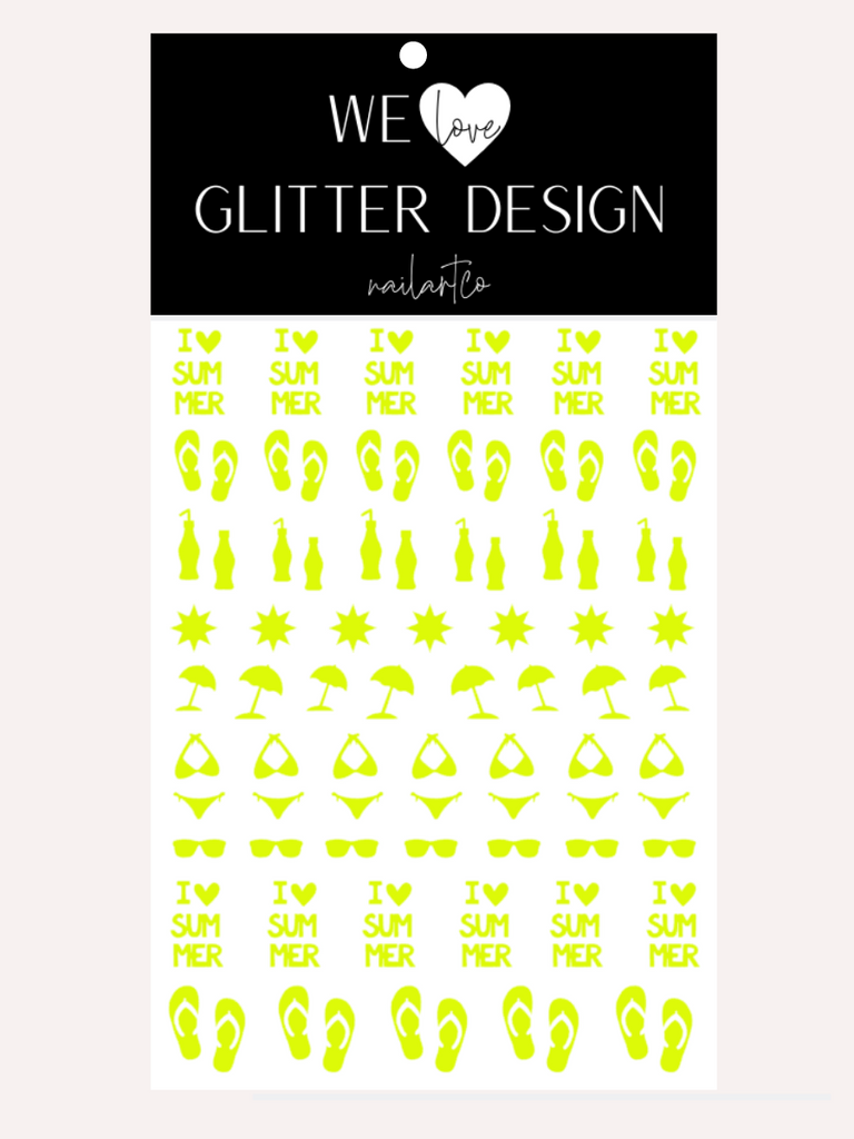 I Love Summer Nail Decal | Neon Yellow