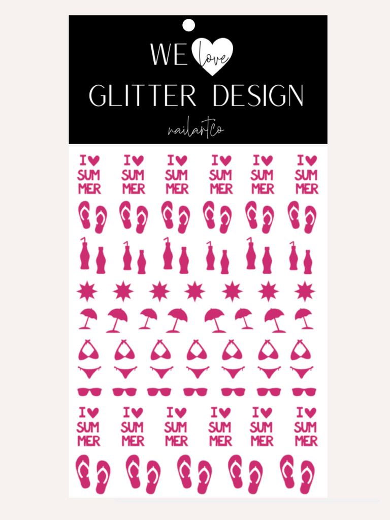 I Love Summer Nail Decal | Pink