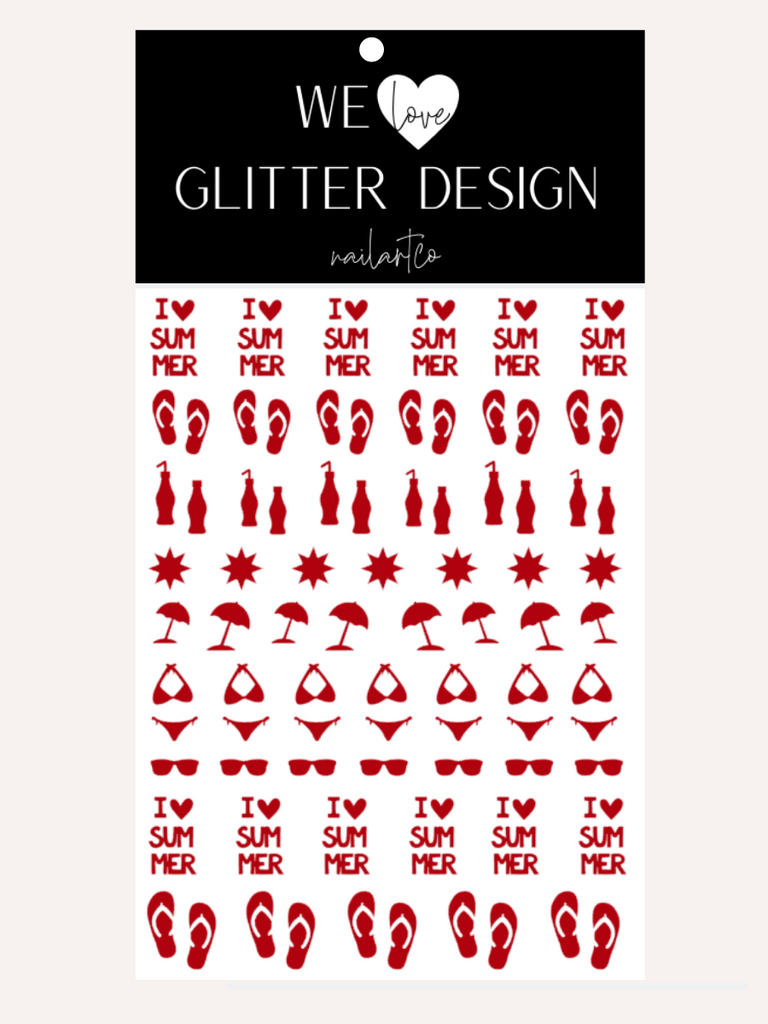 I Love Summer Nail Decal | Red
