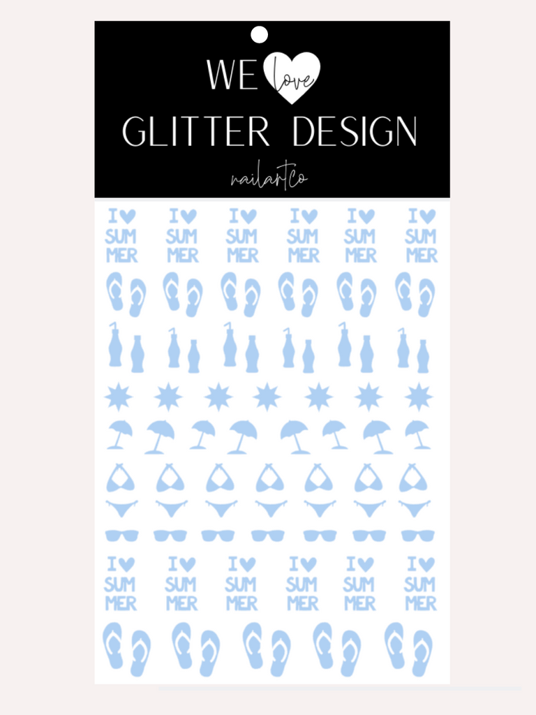 I Love Summer Nail Decal | Soft Blue