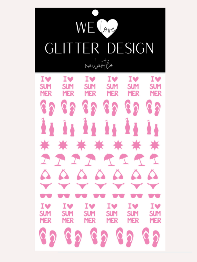 I Love Summer Nail Decal | Soft Pink