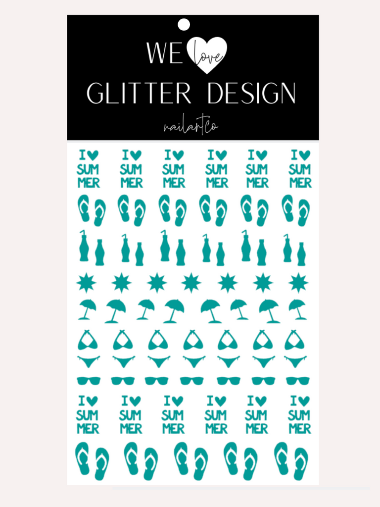 I Love Summer Nail Decal | Turquoise